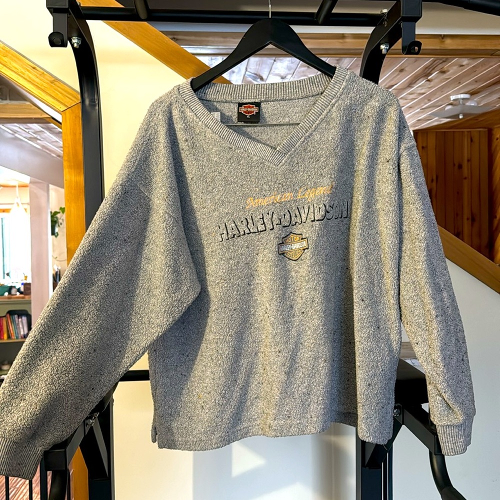 Vintage embroidered Harley Davidson v-neck sweater